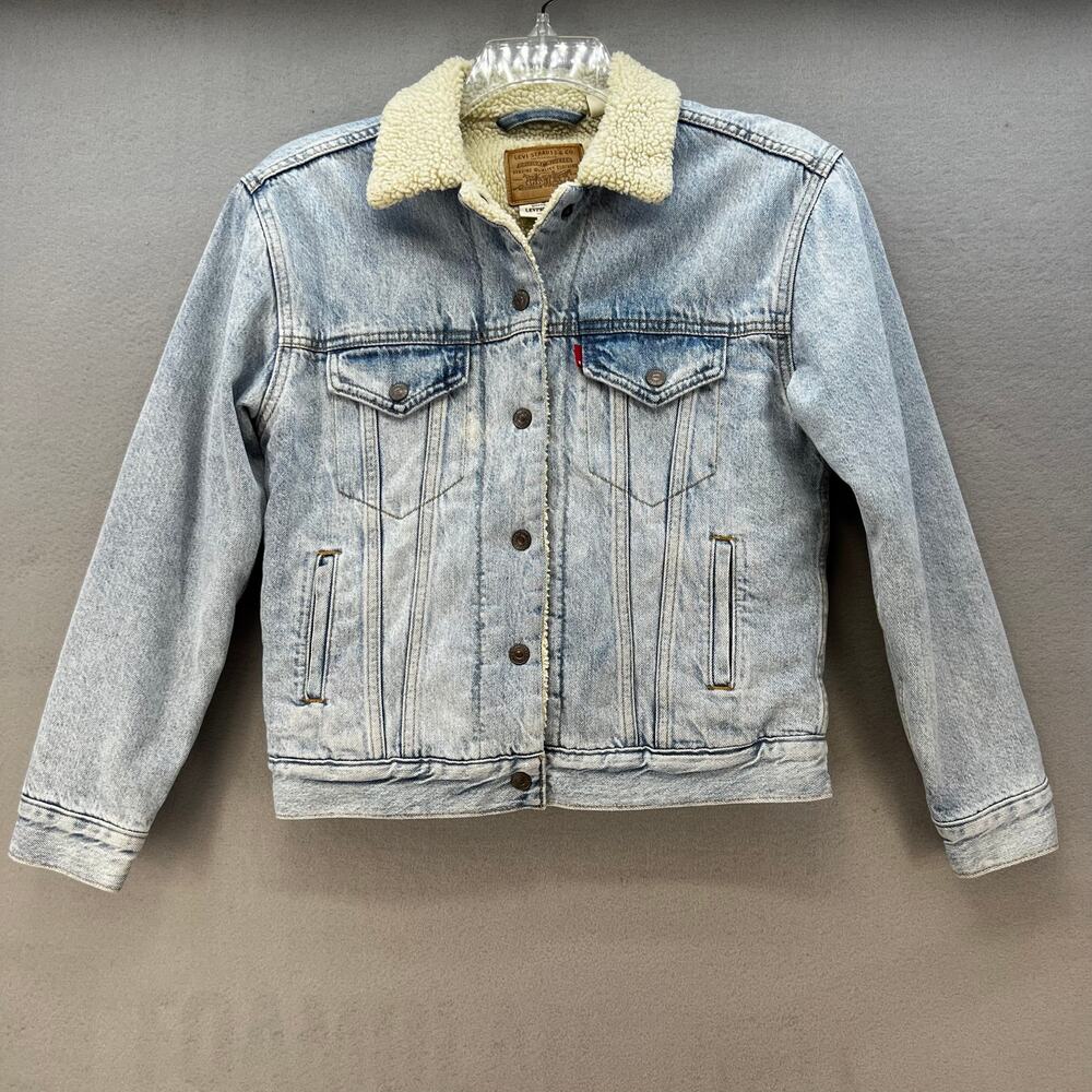 Levi's Denim Jacket Women's XS Light Blue Sherpa Lined Vintage Classic 80s Style